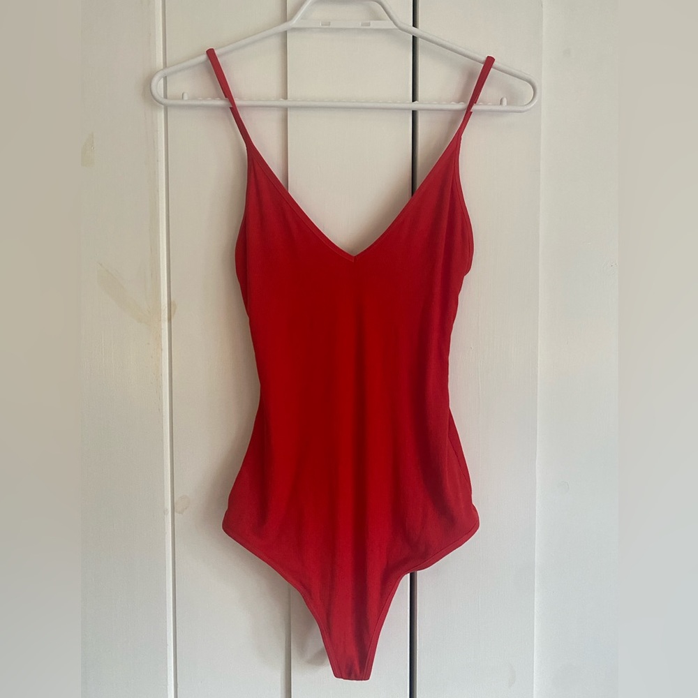 Red Aritzia bodysuit